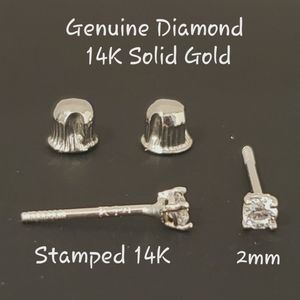 Dainty Genuine Real Natural Diamond • 2mm • Screw